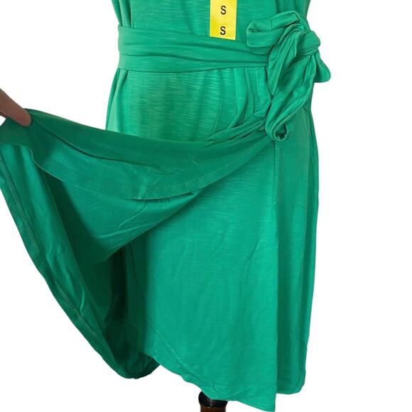 NEW CHAPS Crew Neck Knit Dress Green Size Small Wrap Tie Waist Business Casual - Picture 3 of 6